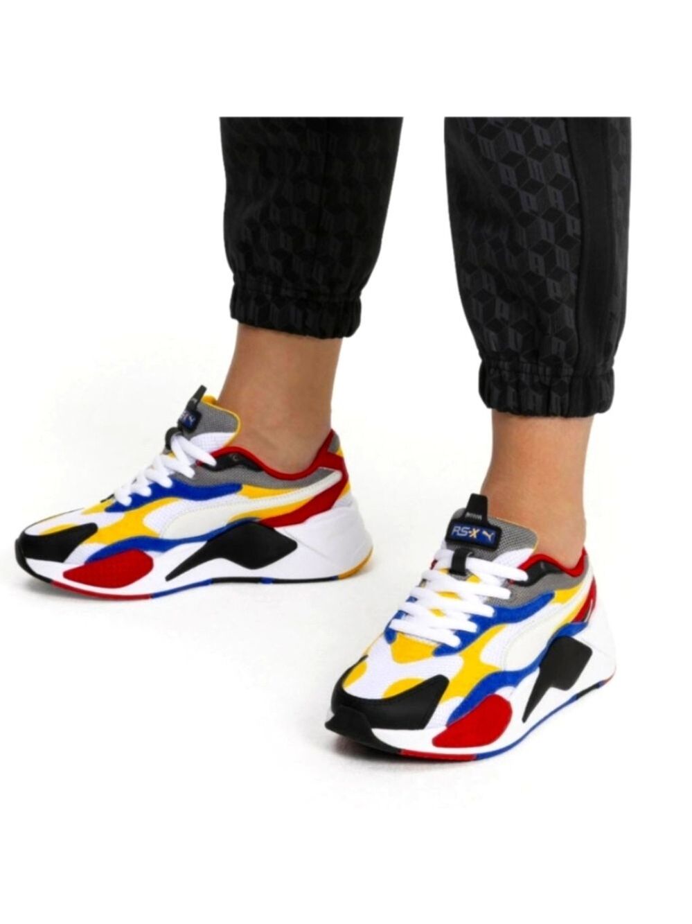 Puma RS-X3 Puzzle Unisex - Size: Men's 7C Women's 8.5C Athleisure Colorful EUC
